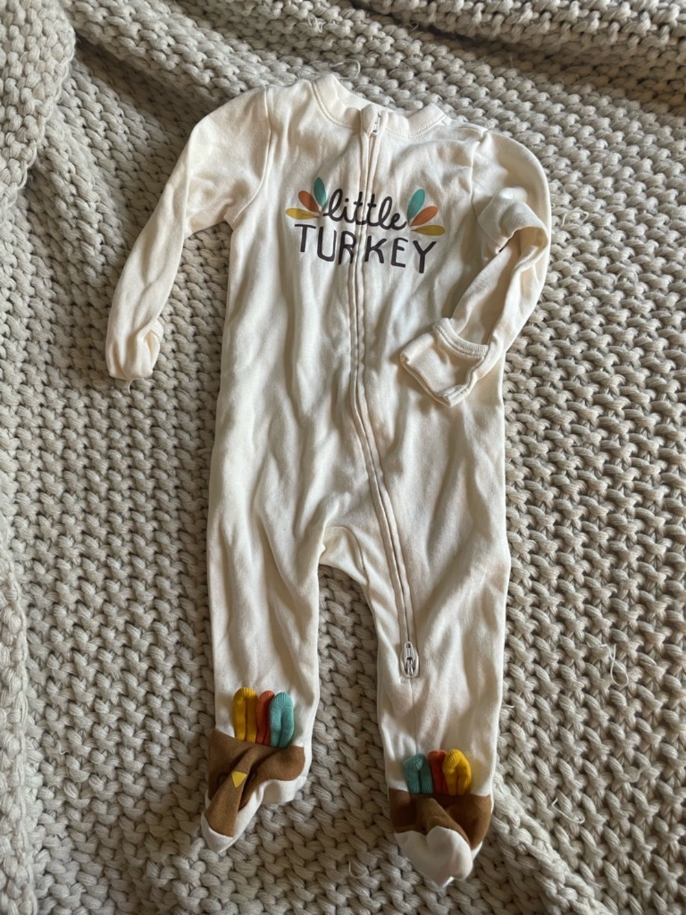 Old Navy Cream Thanksgiving 'Little Turkey' One-Piece Footie Pajamas